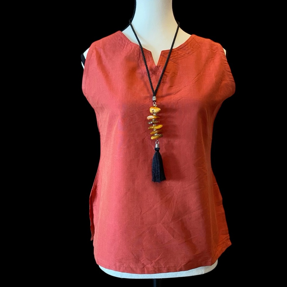 Rust Red Women's Sleeveless Blouse